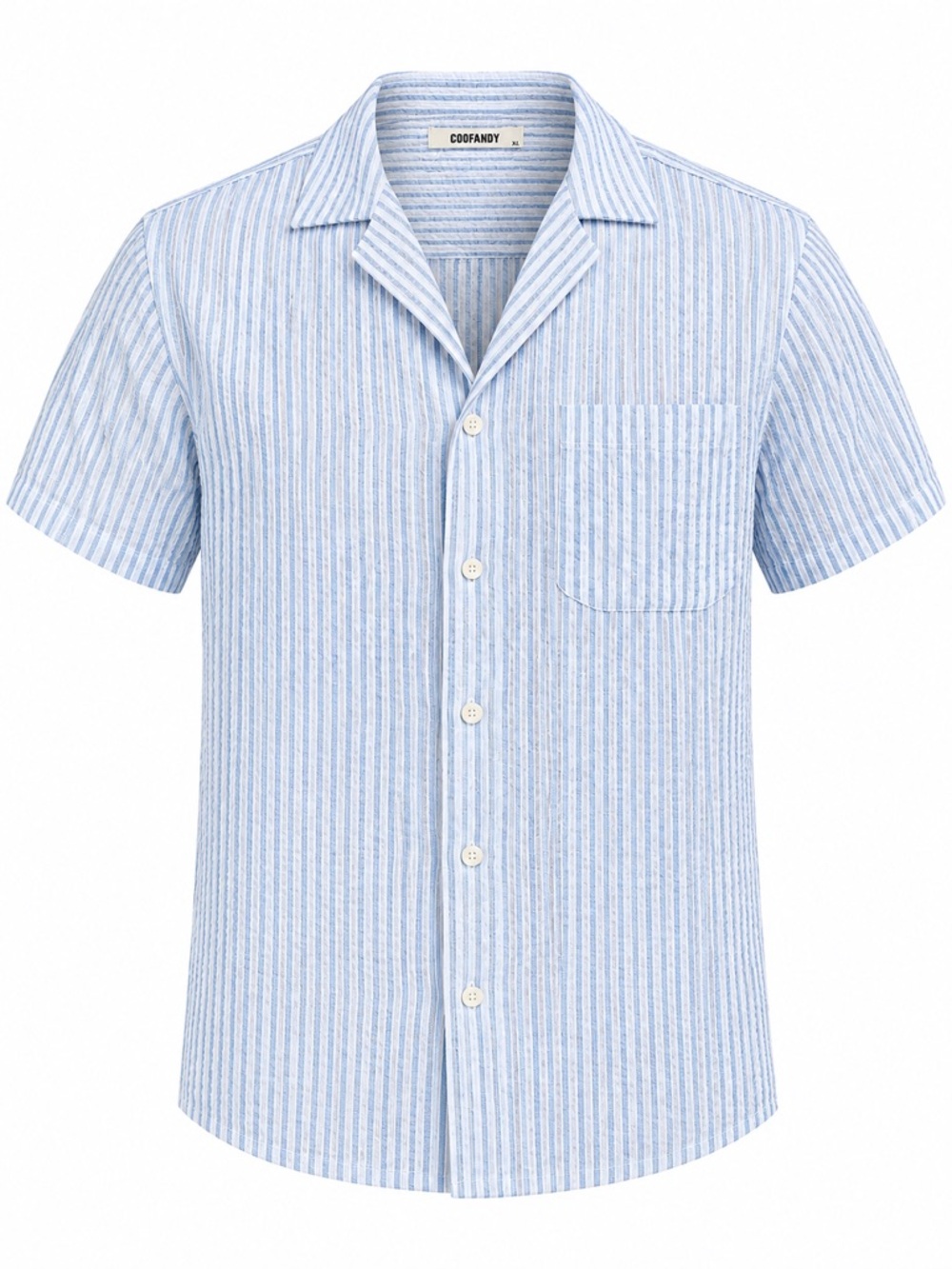 Men’s Light Blue Striped Short-Sleeve Shirt
